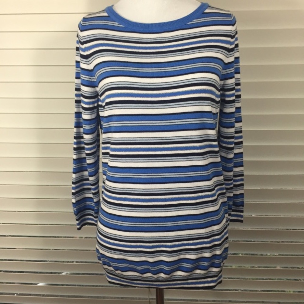 Talbots Striped Metallic Gold Knit Top Small NWT